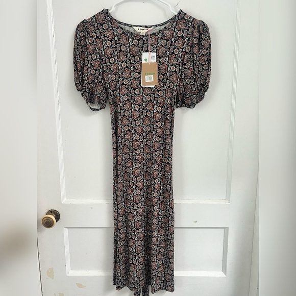 Boden Dresses & Skirts - BODEN Puff Sleeve Tie Waist Fit & Flare Dress Block Paisley Size 2 NEW W/TAG